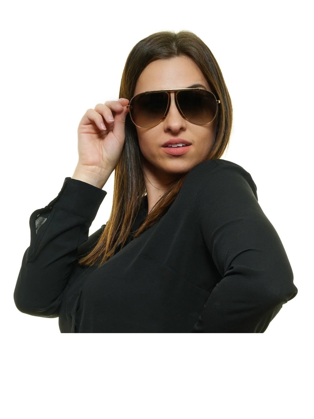 AuthenticCELINE Gold Frame Women's Aviator Sunglasses with Gradient Black Lenses